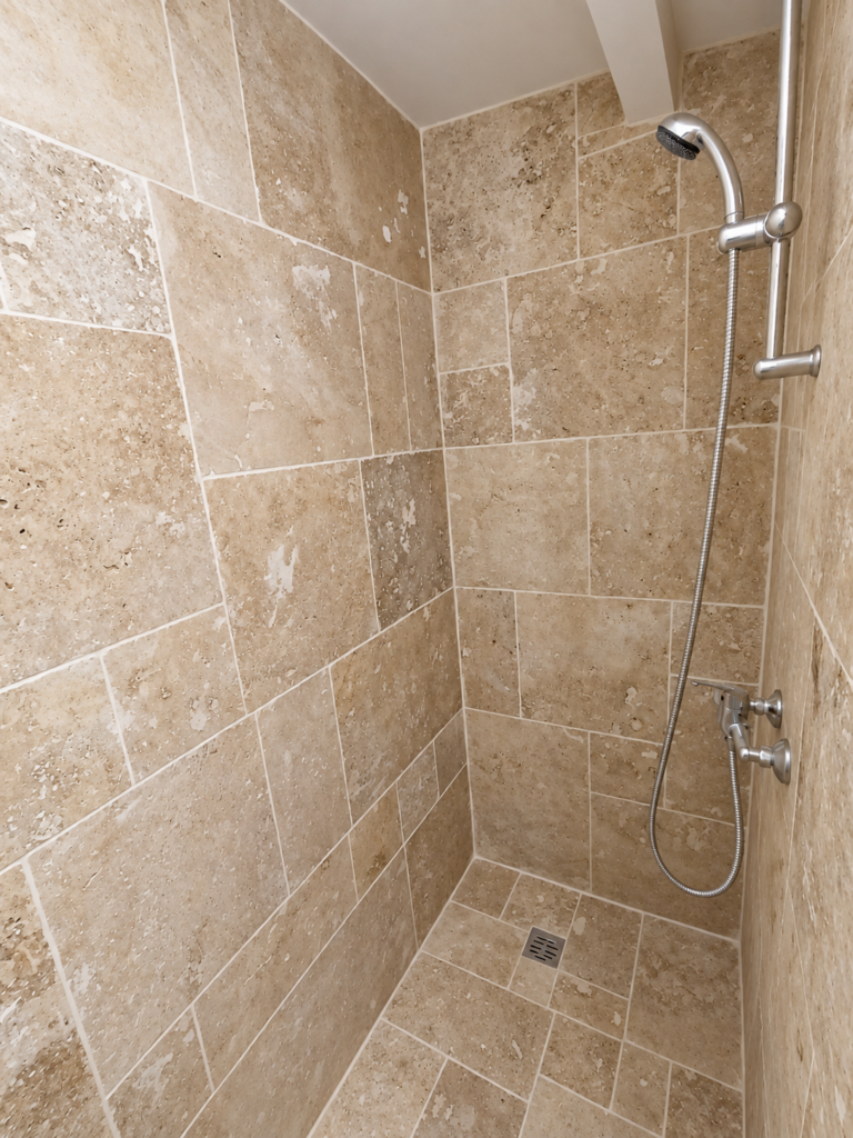 Douche moderne en pierre naturelle